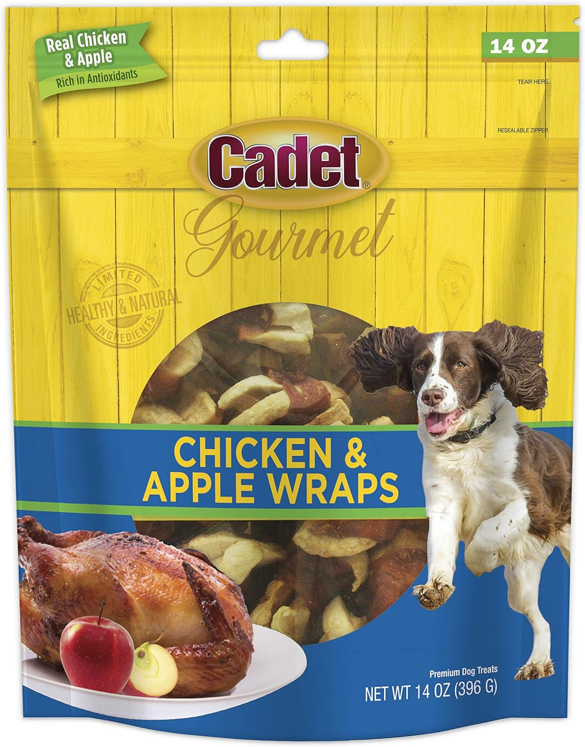 Gourmet Chicken & Apple Wrapped Dog Treats Wraps - Healthy & Natural Chicken & Apple Dog Training Treats for Small & Large Dogs - Inspected & Tested in USA (28 Oz.)