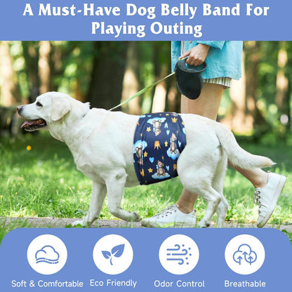 Reusable Dog Diapers Male 3Pcs, Premium Washable Belly Bands for Male Dogs Xlarge, High Absorbing Male Dog Wraps for Doggie & Puppy in Incontinence, Excitable Urination and Training (Bear, XL)