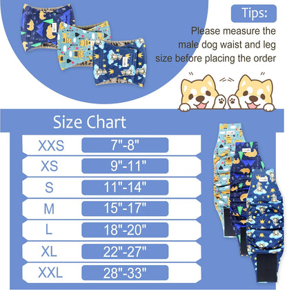 Reusable Dog Diapers Male 3Pcs, Premium Washable Belly Bands for Male Dogs Xlarge, High Absorbing Male Dog Wraps for Doggie & Puppy in Incontinence, Excitable Urination and Training (Bear, XL)