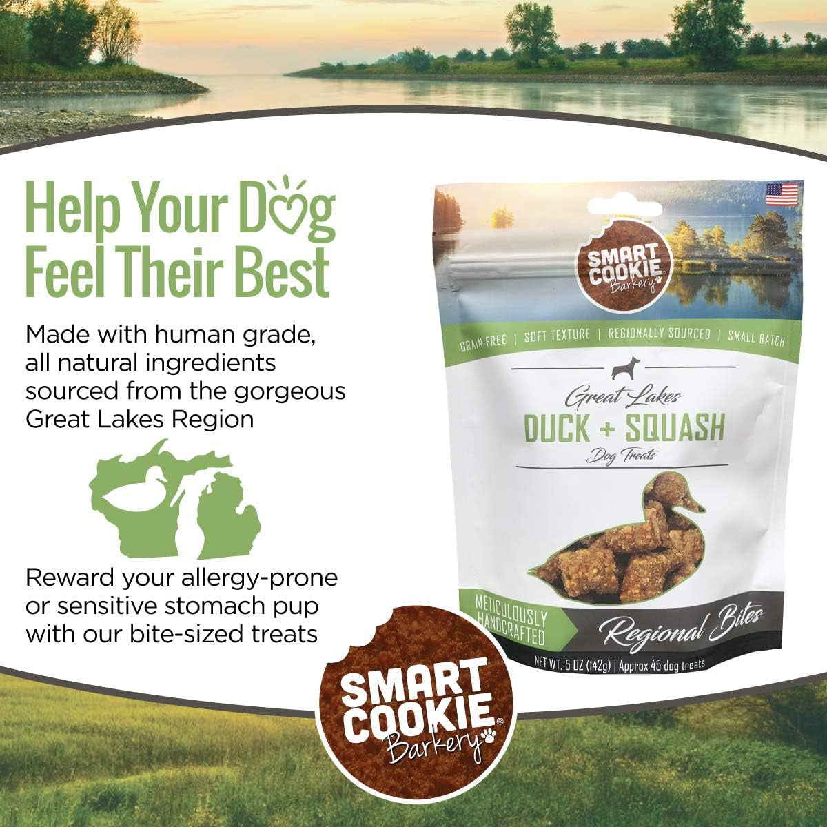 All Natural Soft Dog Treats - Duck & Squash - Training Treats for Dogs with Allergies or Sensitive Stomachs - Grain Free Dog Treats, Chewy, Human-Grade, Made in USA - 5Oz Bag