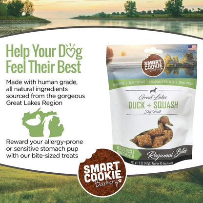 All Natural Soft Dog Treats - Duck & Squash - Training Treats for Dogs with Allergies or Sensitive Stomachs - Grain Free Dog Treats, Chewy, Human-Grade, Made in USA - 5Oz Bag