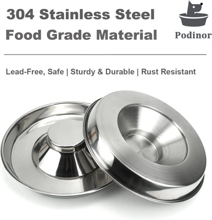 Stainless Steel Puppy Dog Bowls 2 Pack, Pets Puppies Feeding Food and Water Weaning Bowls Dishes Feeder, 11.8 Inch