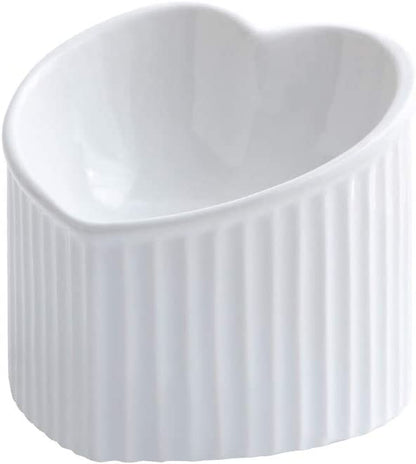 Dark Green Ceramic Raised Cat Bowls, Tilted Elevated Food or Water Bowls, Stress Free, Backflow Prevention, Dishwasher and Microwave Safe, Lead & Cadmium Free